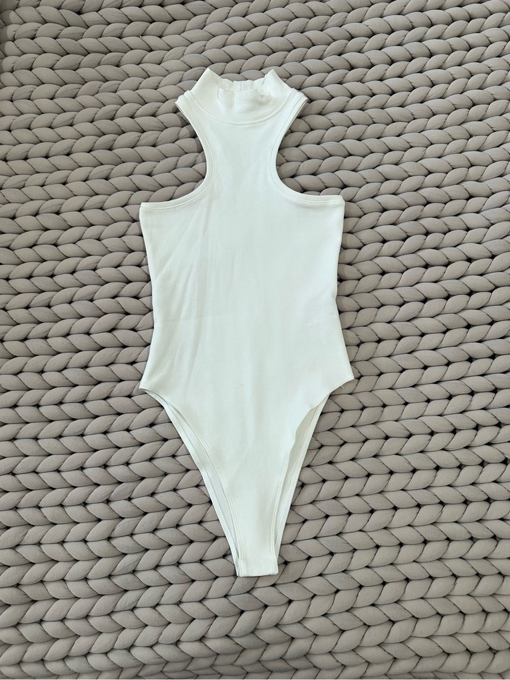 Zara White High-Neck Racerback Bodysuit
